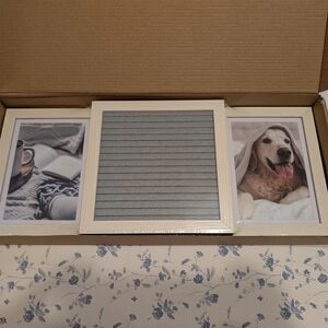 White and Gray Letter Board with Photo Frames